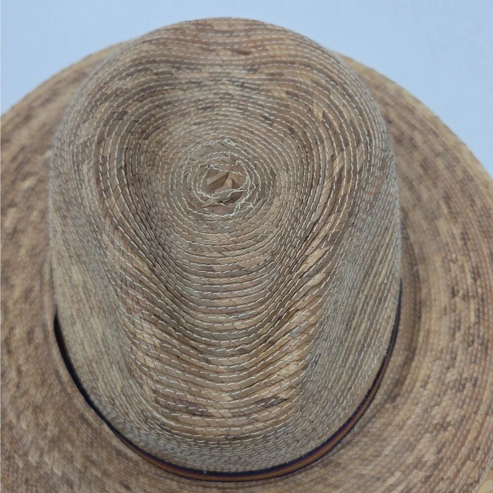 Tula Hat Fedora Tan Straw Hat with a multi-color patterned band